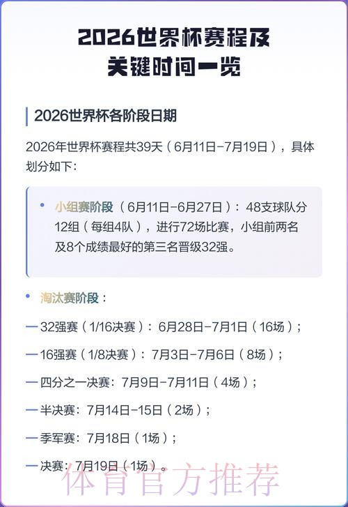 2026世界杯赛程安排及详细信息